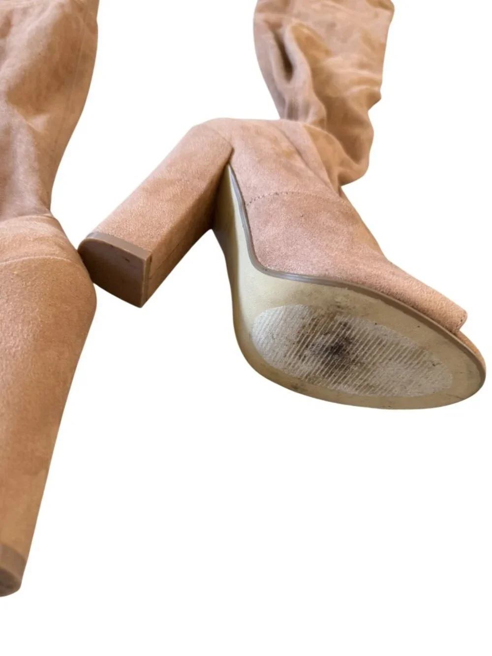 STEVE MADDEN Elliana Beige Faux Suede Pull On Heels Size 7